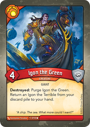 Igon the Green, a KeyForge card illustrated by Konstantin Porubov