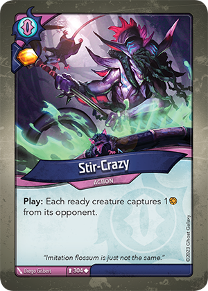 Stir-Crazy, a KeyForge card illustrated by Diego Gisbert