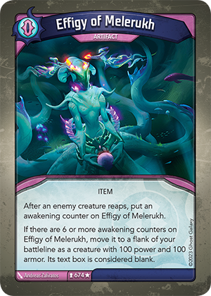 Effigy of Melerukh, a KeyForge card illustrated by Andreas Zafiratos