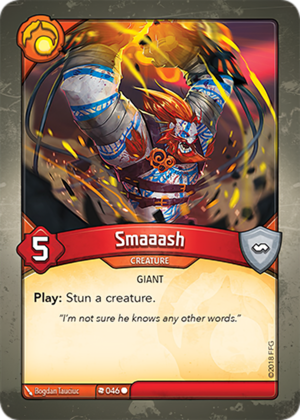 Smaaash, a KeyForge card illustrated by Bogdan Tauciuc