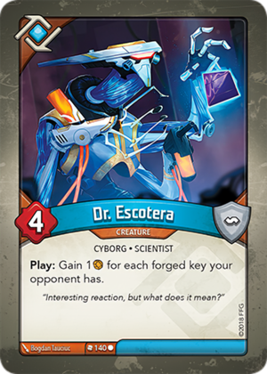 Dr. Escotera, a KeyForge card illustrated by Bogdan Tauciuc