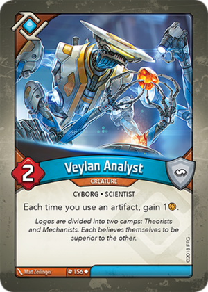 Veylan Analyst, a KeyForge card illustrated by Matt Zeilinger