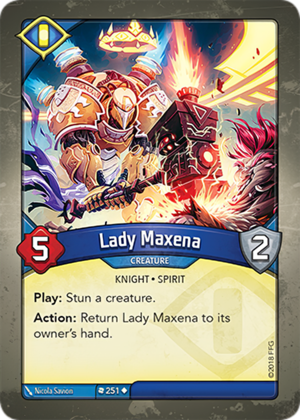 Lady Maxena, a KeyForge card illustrated by Nicola Saviori