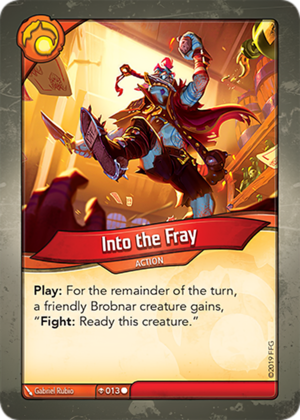 Into the Fray, a KeyForge card illustrated by Gabriel Rubio