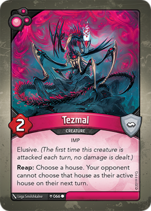 Tezmal, a KeyForge card illustrated by Liiga Smilshkalne