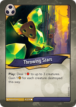 Throwing Stars, a KeyForge card illustrated by Natalie Russo