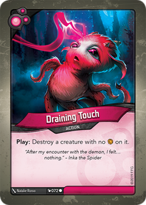 Draining Touch, a KeyForge card illustrated by Natalie Russo