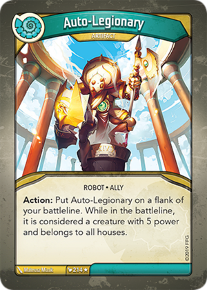 Auto-Legionary, a KeyForge card illustrated by Matthew Mizak