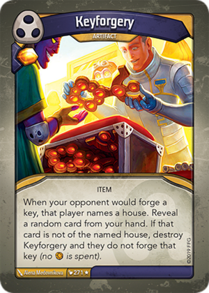 Keyforgery, a KeyForge card illustrated by Alena Medovnikova