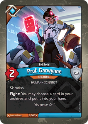 Prof. Garwynne (Evil Twin), a KeyForge card illustrated by Leandro Franci