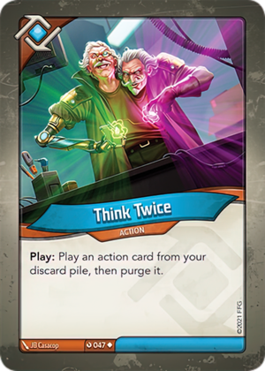 Think Twice, a KeyForge card illustrated by JB Casacop