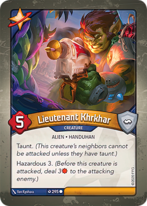 Lieutenant Khrkhar, a KeyForge card illustrated by Yan Kyohara