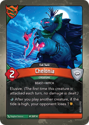 Chelonia (Evil Twin), a KeyForge card illustrated by Bogdan Tauciuc