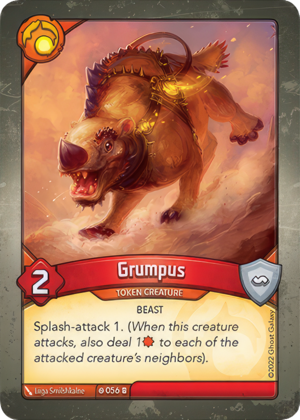 Grumpus, a KeyForge card illustrated by Liiga Smilshkalne