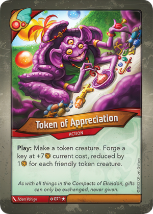 Token of Appreciation, a KeyForge card illustrated by Adam Vehige