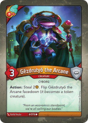 Gĕzdrutyŏ the Arcane, a KeyForge card illustrated by Radial Studio