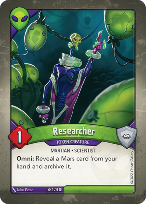 Researcher, a KeyForge card illustrated by Fábio Perez