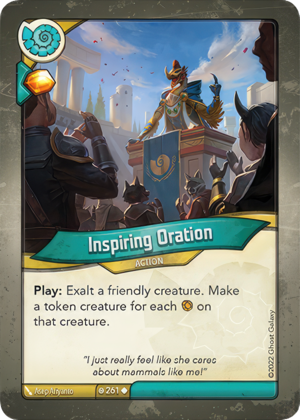 Inspiring Oration, a KeyForge card illustrated by Asep Ariyanto
