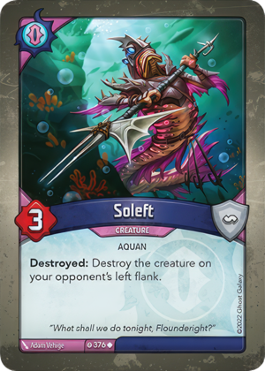 Soleft, a KeyForge card illustrated by Adam Vehige
