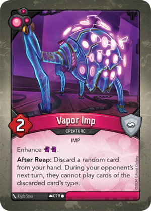 Vapor Imp, a KeyForge card illustrated by Klyde Sosa