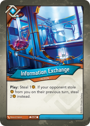 Information Exchange, a KeyForge card illustrated by Nasrul Hakim