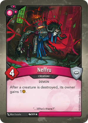 Neffru, a KeyForge card illustrated by Marc Escachx