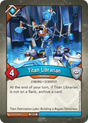 Titan Librarian, a KeyForge card illustrated by Nasrul Hakim