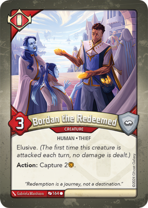 Bordan the Redeemed (Redemption), a KeyForge card illustrated by Gabriela Marchioro