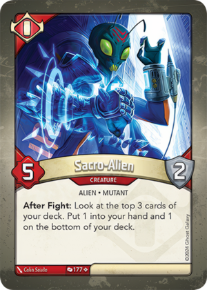 Sacro-Alien (Redemption), a KeyForge card illustrated by Colin Searle