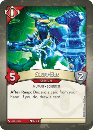 Sacro-Bot (Redemption), a KeyForge card illustrated by Colin Searle