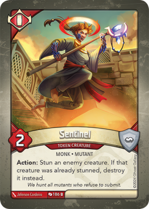 Sentinel, a KeyForge card illustrated by Jeferson Cordeiro