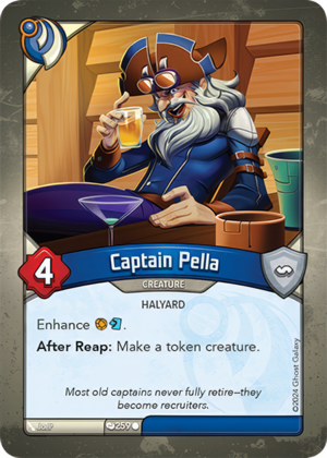 Captain Pella, a KeyForge card illustrated by JoeP