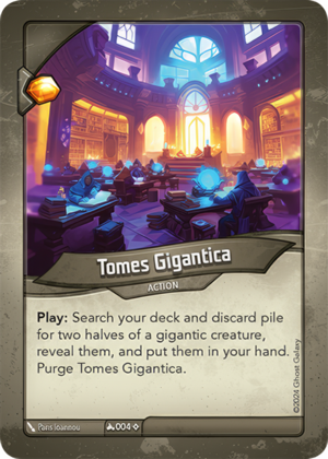 Tomes Gigantica, a KeyForge card illustrated by Paris Ioannou