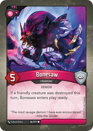 Bonesaw, a KeyForge card illustrated by Gabriel Rubio