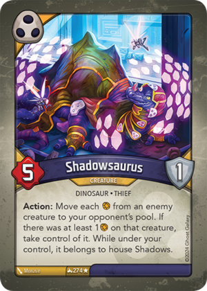 Shadowsaurus, a KeyForge card illustrated by Monztre