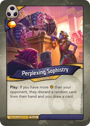 Perplexing Sophistry, a KeyForge card illustrated by Felipe Martini