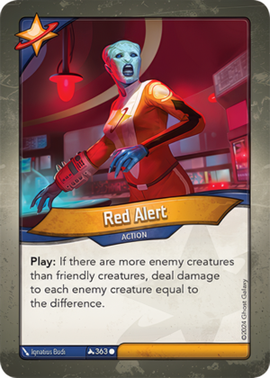 Red Alert, a KeyForge card illustrated by Iqnatius Budi