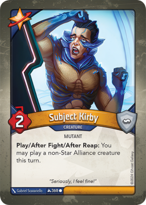 Subject Kirby, a KeyForge card illustrated by Gabriel Scavariello