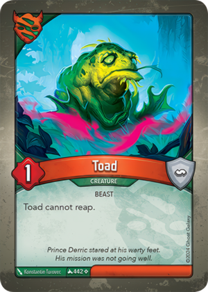 Toad, a KeyForge card illustrated by Konstantin Turovec
