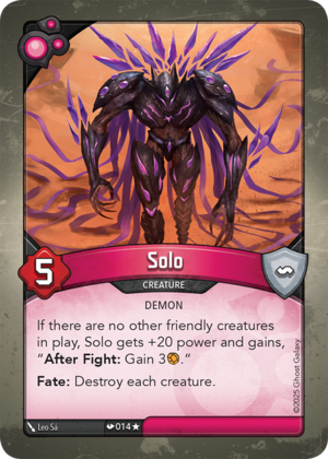 Solo, a KeyForge card illustrated by Leo Sá