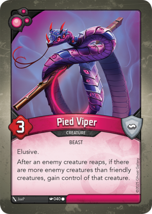 Pied Viper, a KeyForge card illustrated by JoeP