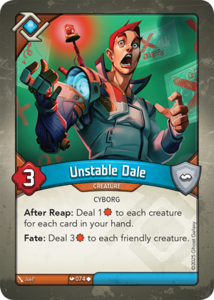 Unstable Dale, a KeyForge card illustrated by JoeP