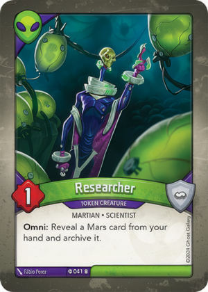 Researcher (Elders), a KeyForge card illustrated by Fábio Perez