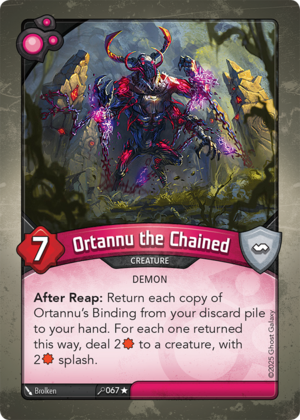 Ortannu the Chained, a KeyForge card illustrated by Brolken