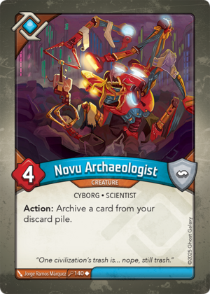 Novu Archaeologist, a KeyForge card illustrated by Jorge Ramos