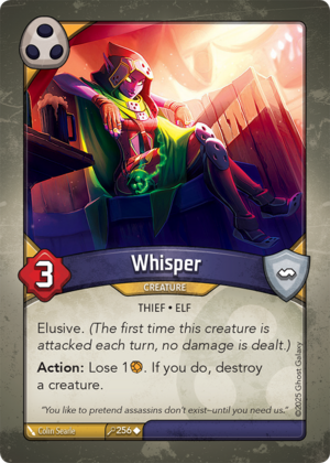 Whisper, a KeyForge card illustrated by Colin Searle