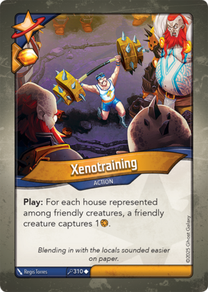 Xenotraining, a KeyForge card illustrated by Regis Torres