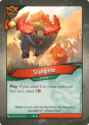 Stampede, a KeyForge card illustrated by David Auden Nash