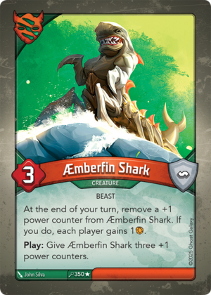 Æmberfin Shark, a KeyForge card illustrated by John Silva