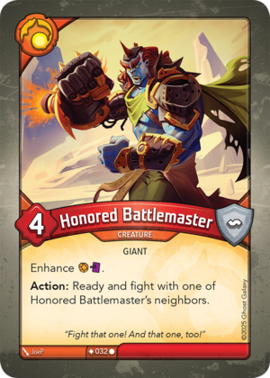 Honored Battlemaster, a KeyForge card illustrated by JoeP